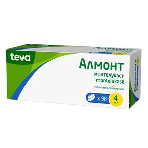 Алмонт таб жевательные 4мг №98 (Монтелукаст)