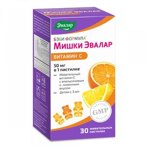 БЕБИ ФОРМУЛА МИШКИ Витамин С пастилки жев. д/дет. с 3х лет №30 /эвалар/