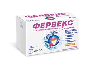 Фервекс дет. пор-к д/р-ра д/вн.прим. 3г пак. №8 малина (Парацетамол + Фенирамин + Аскорб.к-та)