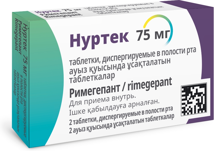Нуртек таб дисперг. 75мг №2 (Римегепант)