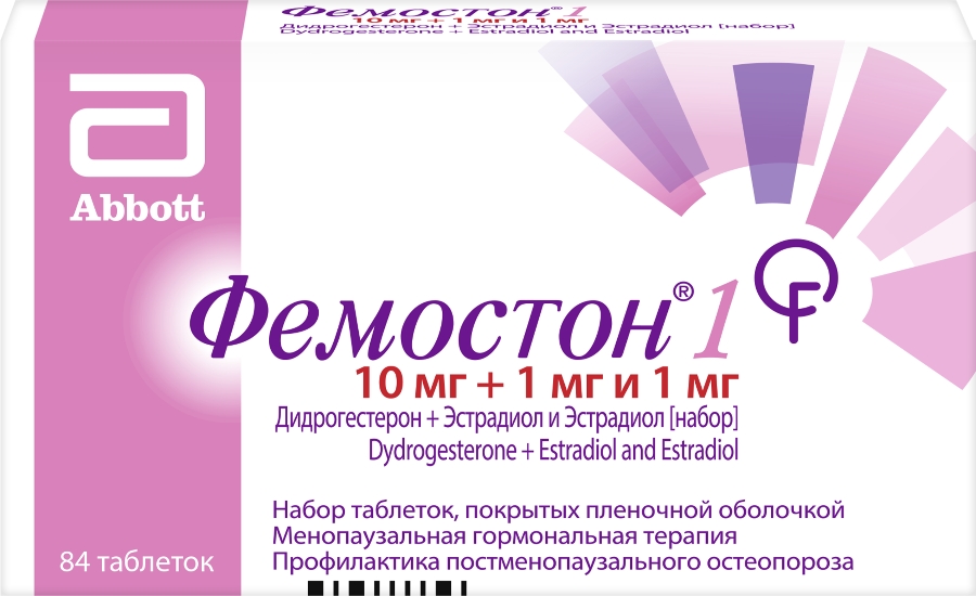 Фемостон 1 таб п/об/пл 10мг + 1мг и 1мг №84 (Дидрогестерон + Эстрадиол)