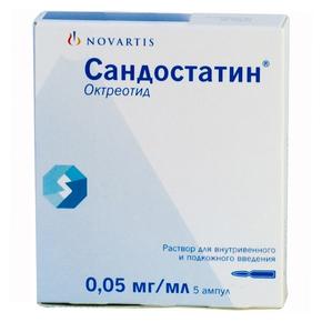 Сандостатин р-р д/и/в/в/п/к 0,05мг/мл 1мл амп №5 (Октреотид)