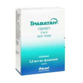 Траватан капли глазные 40мкг/мл 2,5мл фл-кап. №3 (Травопрост)