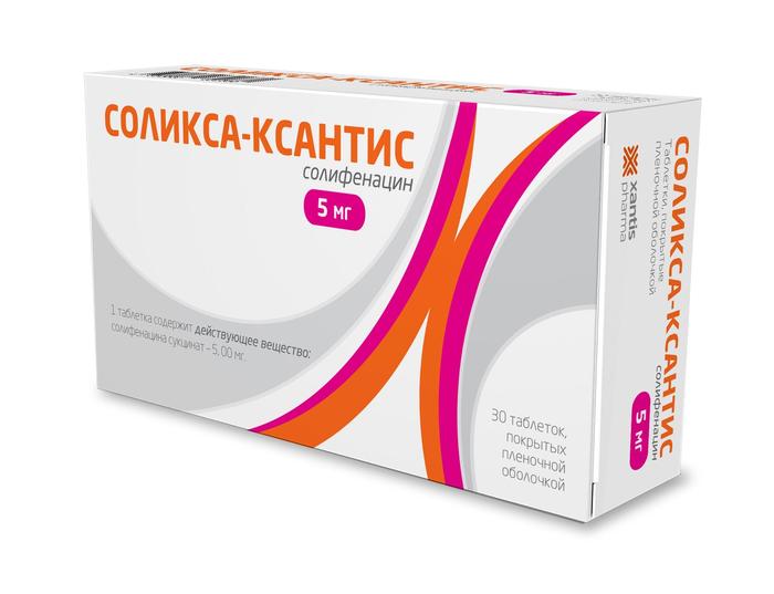 Изображение товара Соликса-ксантис таб п/об/пл 5мг №30 (Солифенацин)