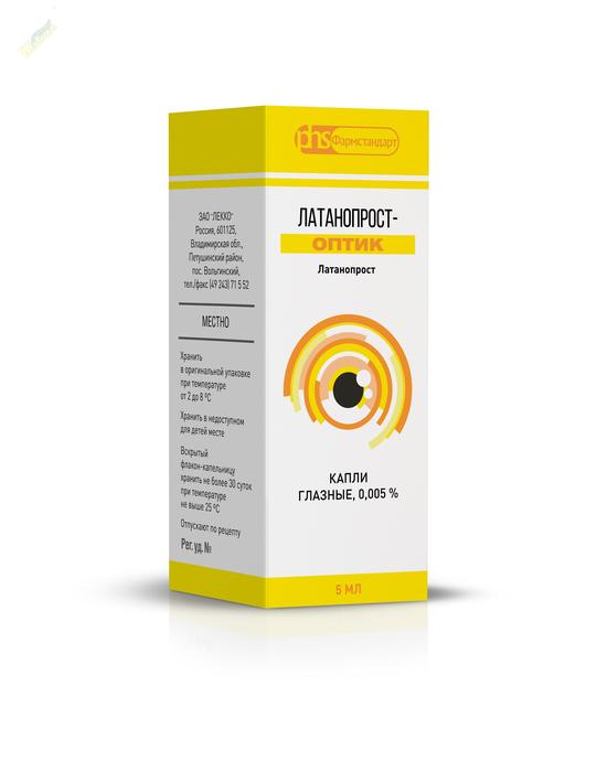 Изображение товара Латанопрост-оптик капли глазные 0,005% 5мл для снижения ВГД