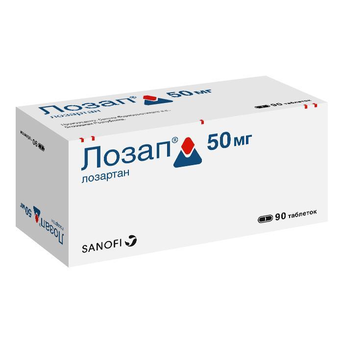 Изображение товара Лозап таб п/об/пл 50мг No90 - препарат для лечения гипертензии и защиты почек
