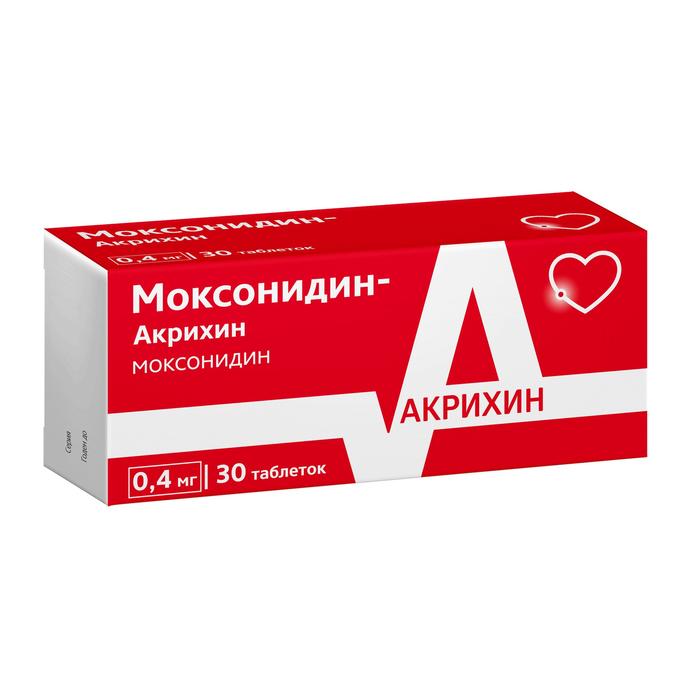 Изображение товара Моксонидин-акрихин таб п/об/пл 0,4мг №30 (Моксонидин)