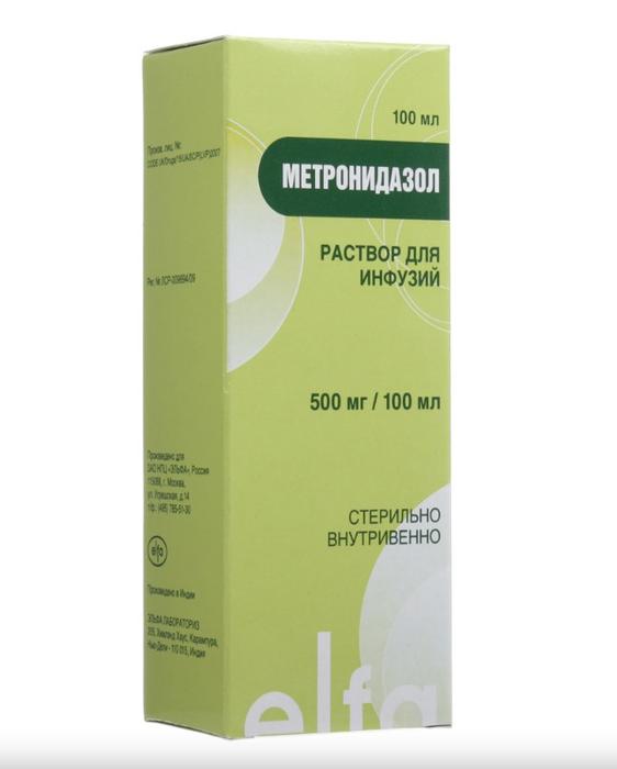Изображение товара Метронидазол р-р д/инф 0,5% 100мл фл №1 (Метронидазол)