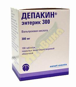Изображение товара Депакин 300 энтерик таб п/об киш.раств. 300мг №100 (Вальпроевая к-та)