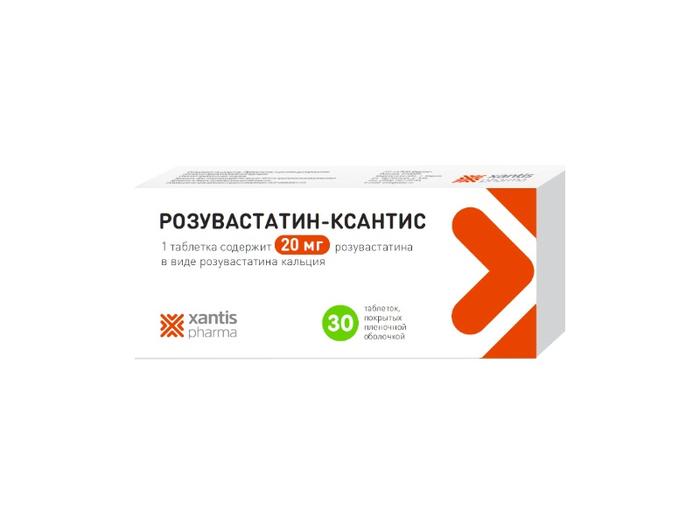 Изображение товара Розувастатин-ксантис таб п/об/пл 20мг №30 (Розувастатин)