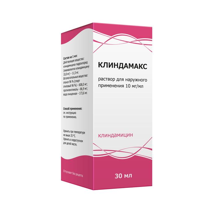 Изображение товара Клиндамакс раствор для наружного применения 10мг/мл 30мл от угревой сыпи