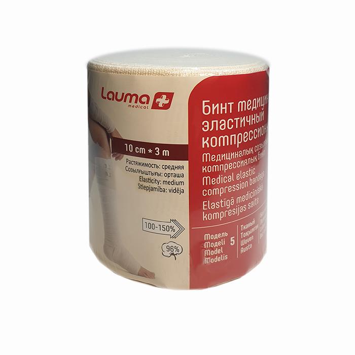 Изображение товара Эластичный компрессионный бинт ЛАУМА модель 5 3мх0,1м гипоаллергенный натуральный хлопок