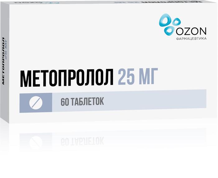 Изображение товара Метопролол таб 25мг №60 /озон/ (Метопролол)