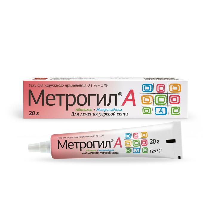 Изображение товара Метрогил А гель 0,1%+1% 20г для лечения угревой сыпи лица и тела