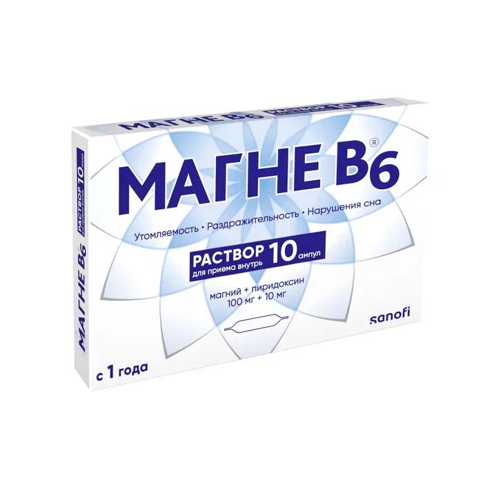 Изображение товара Магне в6 раствор и таблетки для восполнения дефицита магния 50 таблеток, 10 мл раствор