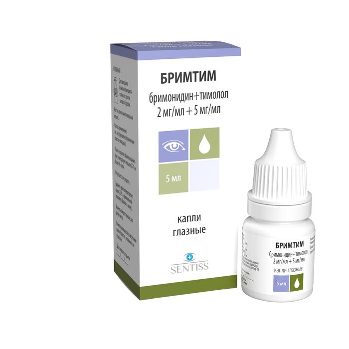Изображение товара Бримтим капли глазные 2мг/мл + 5мг/мл 5мл фл-кап. (Бримонидин + Тимолол)