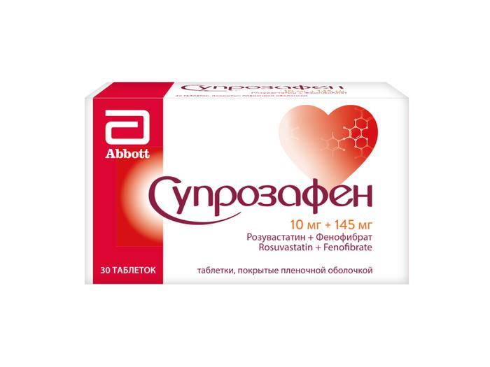 Изображение товара Супрозафен таб п/об/пл 10мг + 145мг №30 (Розувастатин + Фенофибрат)