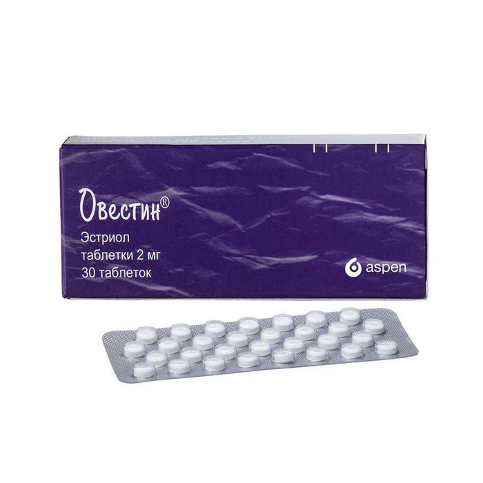Изображение товара Овестин таб 2мг №30 для терапии атрофии слизистых и климактерических симптомов