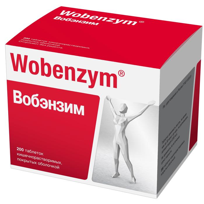 Изображение товара Вобэнзим таблетки кишечнорастворимые 200 шт комплексное лечение воспалений и травм