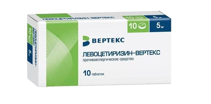 Изображение товара Левоцетиризин-вертекс таб п/об/пл 5мг №10 (Левоцетиризин)