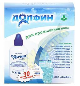 Изображение товара ДОЛФИН устр-во д/взр. для промыв. носа 240мл + средство растит.минерал.комплекс 2г №30пак. (Dolphin)