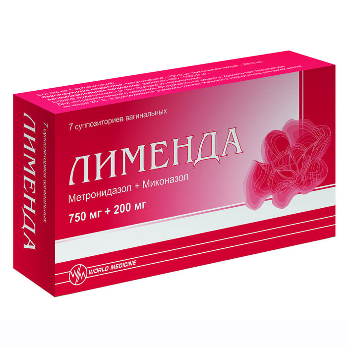 Изображение товара Лименда супп. вагинальные 750мг + 200мг №7 (Метронидазол + Миконазол)