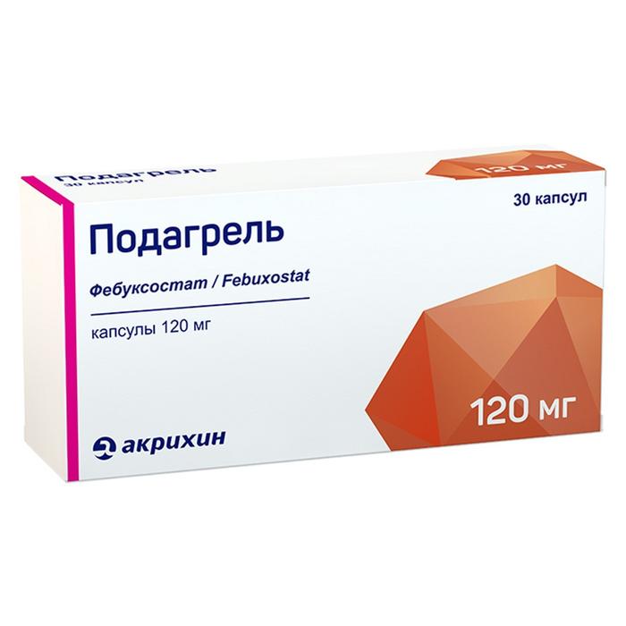 Изображение товара Подагрель капс. 120мг №30 - эффективное лечение подагры