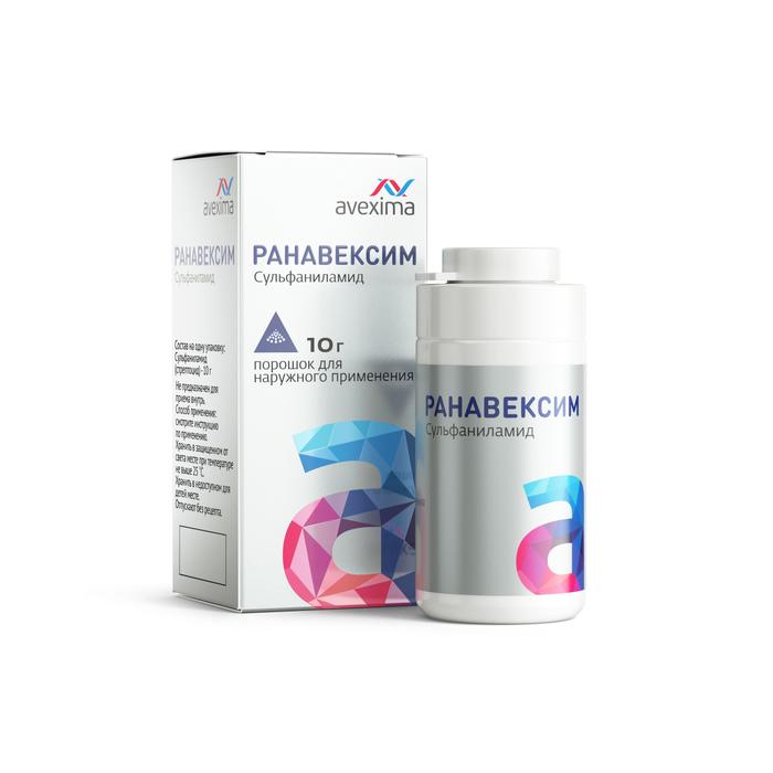 Изображение товара Ранавексим пор-к д/наружных применений 10г порошок в банке с дозатором