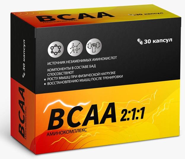 Изображение товара BCAA Аминокомплекс 2:1:1 520 мг капсулы 30 шт - добавка для роста мышечной массы