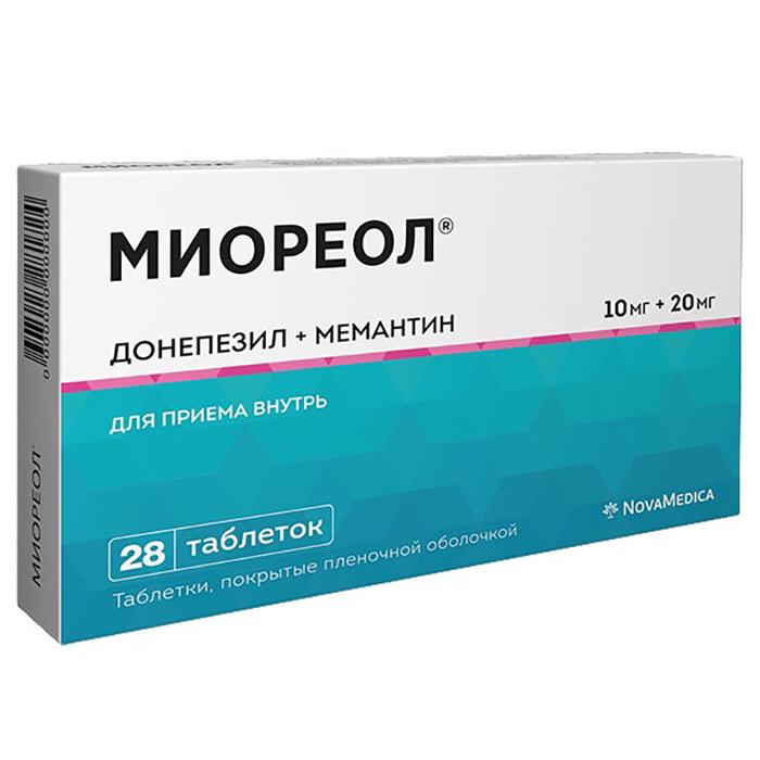 Изображение товара Миореол таблетки покрытые оболочкой 10мг + 20мг №28 для лечения когнитивных нарушений