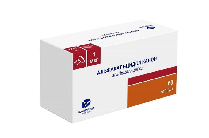 Изображение товара Альфакальцидол Канон капсулы 1мкг 60 шт для профилактики и лечения остеопороза