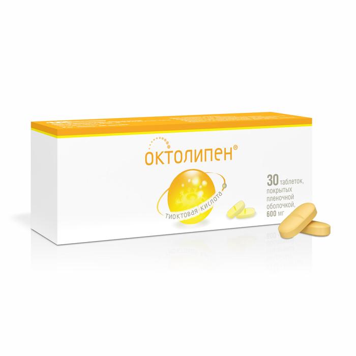 Изображение товара Октолипен таб п/об/пл 600мг №30 (Тиоктовая кислота)