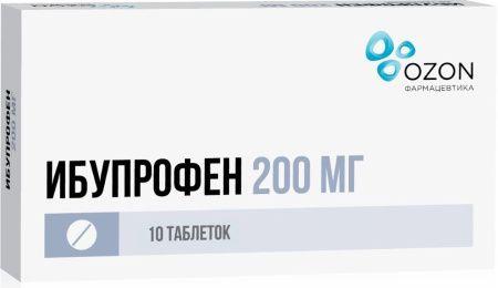 Изображение товара Ибупрофен таб п/об/пл 200мг №10 /озон/ (Ибупрофен)