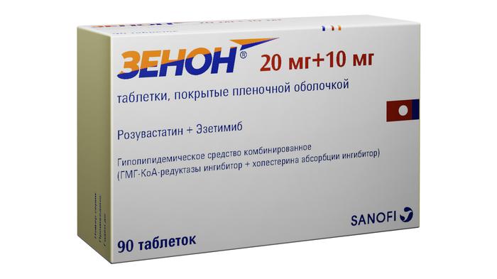 Изображение товара Зенон таб п/об/пл 20мг + 10мг №90 (Розувастатин + Эзетимиб)
