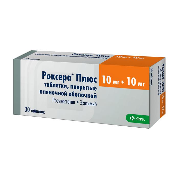 Изображение товара Роксера плюс таб п/об/пл 10мг + 10мг №30 (Розувастатин + Эзетимиб)