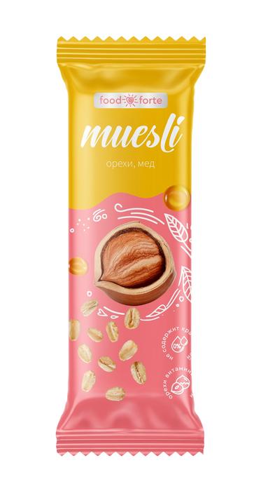 Изображение товара ФУДФОРТЕ батончик мюсли орехи/мед 50г (FoodForte)