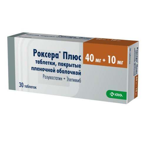 Изображение товара Роксера плюс таб п/об/пл 40мг + 10мг №30 (Розувастатин + Эзетимиб)