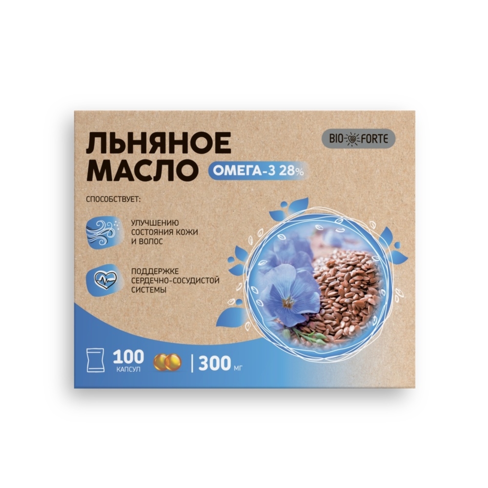 Изображение товара БИОФОРТЕ Масло льняное капс. №100 (BioForte)