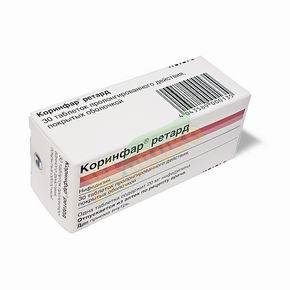 Изображение товара Коринфар ретард таб п/об/пл пролонг 20мг №50 (Нифедипин)