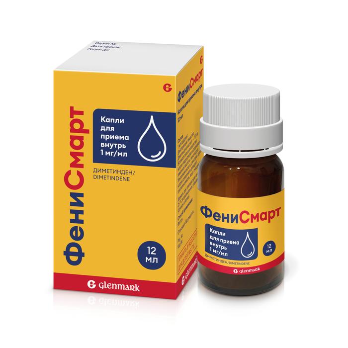 Изображение товара Фенисмарт капли д/вн.прим. 1мг/мл 12мл фл с капельницей-дозатором (Диметинден)