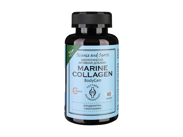 Изображение товара МОРСКОЙ КОЛЛАГЕН Наука и спорт для суставов и позвоночника с витамином С, глюкозамином и хондроитином капс. №60 (Marine Collagen Science and Sports)