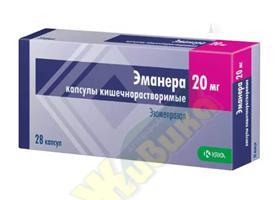 Изображение товара Эманера капсулы кишечнорастворимые 20мг №28 для снижения кислотности