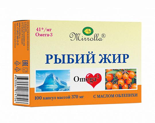 Изображение товара МИРРОЛЛА Рыбий жир капс. 370мг №100 с маслом облепихи