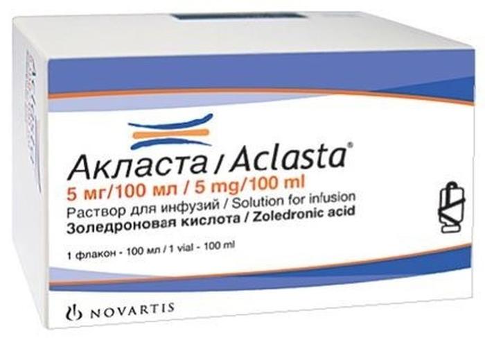 Изображение товара Акласта р-р д/инф 50мкг/мл 100мл фл п/э (Золедроновая к-та)