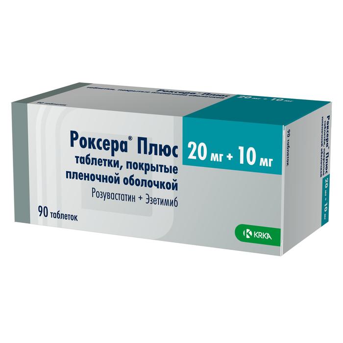 Изображение товара Роксера плюс таб п/об/пл 20мг + 10мг №90 (Розувастатин + Эзетимиб)