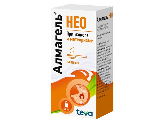 Изображение товара Алмагель нео суспензия 170 мл для лечения ЖКТ с апельсиновым вкусом