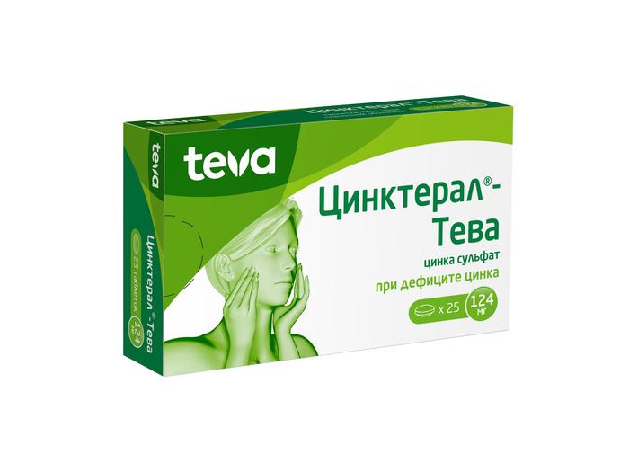 Изображение товара Цинктерал таблетки покрытые оболочкой 124 мг №25 для лечения дефицита цинка