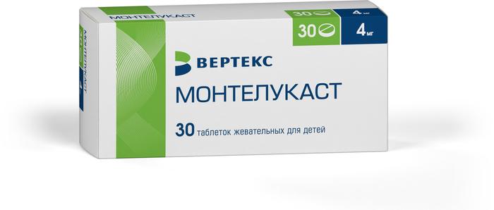 Изображение товара Монтелукаст-вертекс таб жев. для детей 4мг №30 (Монтелукаст)