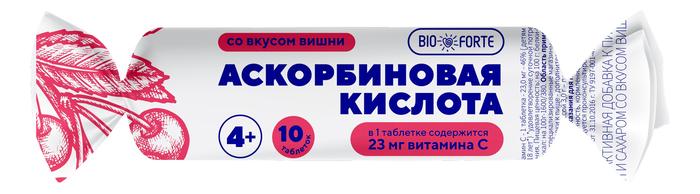 Изображение товара БИОФОРТЕ Аскорбиновая к-та бад таб 3г №10 вишня с сахаром и глюкозой крутка (BioForte)