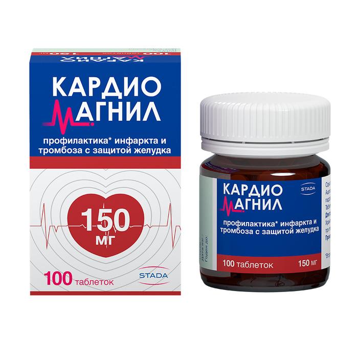 Изображение товара Кардиомагнил таб п/об/пл 150 + 30,39мг №100 (Ацетилсалициловая к-та + Магния гидроксид)